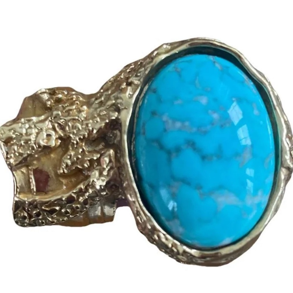 Yves Saint Laurent Gold and Blue Artistic Ring